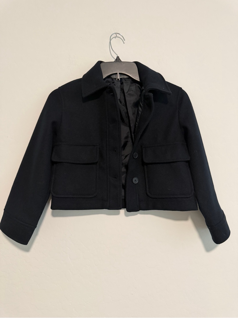 H&M Blue Girls Cropped Pea Coat